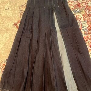 Topshop denim pleated maxi skirt